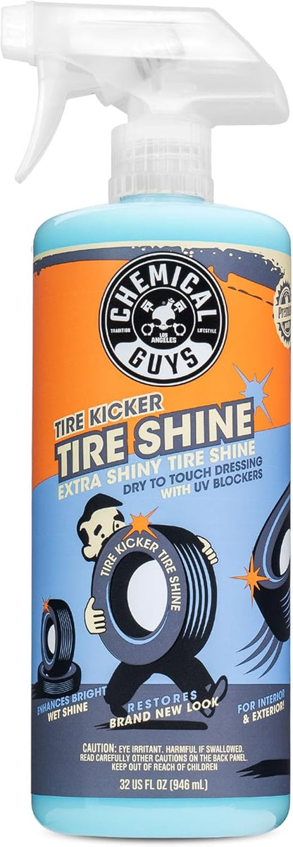 Chemical Guys Tire Kicker Sprayable Extra Glossy Tire Shine Spray, Dry-to-Touch Dressing - Restores Wet Look to Rubber, Vinyl, and Plastic, Safe for Cars, Trucks, Motorcycles, RVs, and More - 16 oz