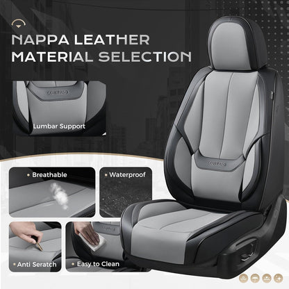 Coverado Seat Covers Full Set, Black Seat Covers for Cars 5 Seats, Car Seat Protector, Waterproof Nappa Leather Car Seat Cushion, Front and Rear Car Seat Cover Fit for Most Sedans SUV Pick-up Truck - Colors A