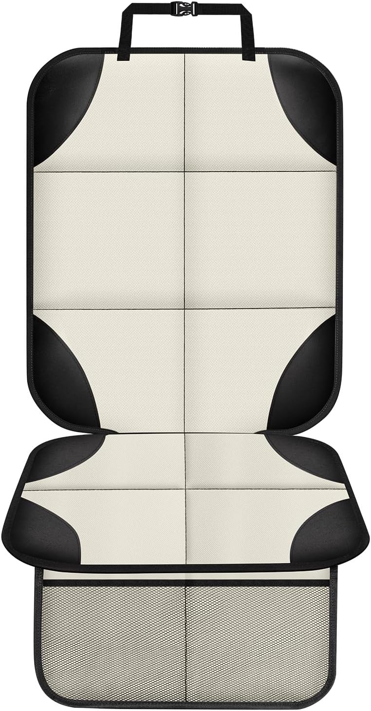 XHYANG Car Seat Protector 1 Pack Car Seat Cushion Mat Thickest Padding,Waterproof 600D Fabric Car Seat Covers for Non-Slip Backing Mesh Pockets for Baby and Pet (Black, 1 Pc)