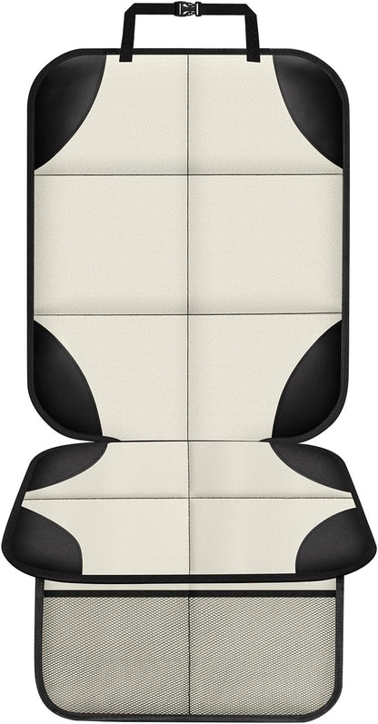 XHYANG Car Seat Protector 1 Pack Car Seat Cushion Mat Thickest Padding,Waterproof 600D Fabric Car Seat Covers for Non-Slip Backing Mesh Pockets for Baby and Pet (Black, 1 Pc)