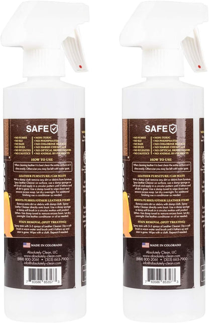 Amazing Leather Cleaner/Conditioner/Deodorizer | Powerful, Natural Enzyme Cleaner | USA Made | Great for Leather & Vinyl, Furniture, Boots, Purses, Clothing & More Removes Stains Spray & Wipe (16oz)
