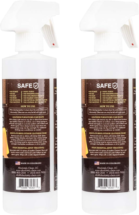 Amazing Leather Cleaner/Conditioner/Deodorizer | Powerful, Natural Enzyme Cleaner | USA Made | Great for Leather & Vinyl, Furniture, Boots, Purses, Clothing & More Removes Stains Spray & Wipe (16oz)