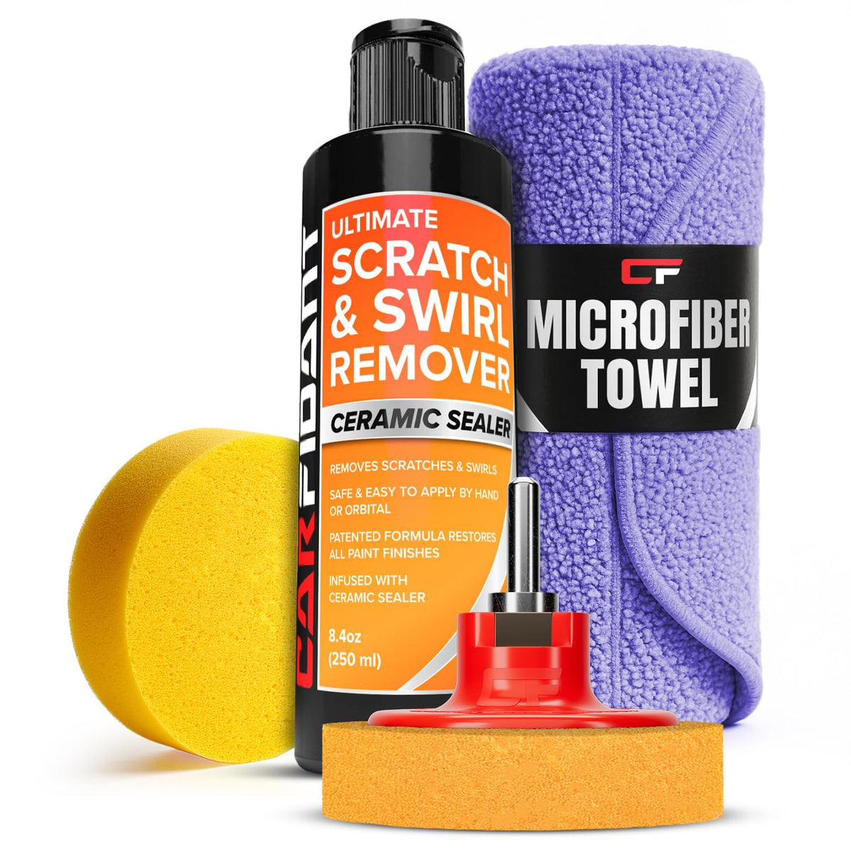 Carfidant Scratch Repair and Swirl Remover - Car Paint Scratch Remover & Restorer Kit with Buffer Pad - Polishing & Waxing Kits - Compound for Vehicles Paint Repair - 8.4 fl. Oz.