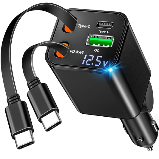 【MFi Certified】iPhone 17 Car Charger Fast Charging, Braveridge 75W USB C PD&QC Car Power Cigarette Lighter USB Charger with 6FT Type C Coiled Cable for iPhone 17/17 Pro Max/16/15/Galaxy S26/S25/Pixel
