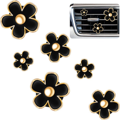 Frienda 6 Pcs Daisy Flower Air Vent Clip Accessories Air Conditioning Outlet Clip Car Air Freshener Dashboard Accessories Charm Car Inter Decor(3 cm, 3.3 cm,White)