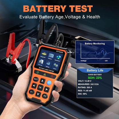 BT529 Bluetooth OBD2 Scanner & Car Battery Tester,2-in-1 Car Diagnostic Tool for iPhone & Android, Check Engine Code Reader,Performance Test, Trip Analysis, 12V Battery Analyzer for All 1996+ Vehicles