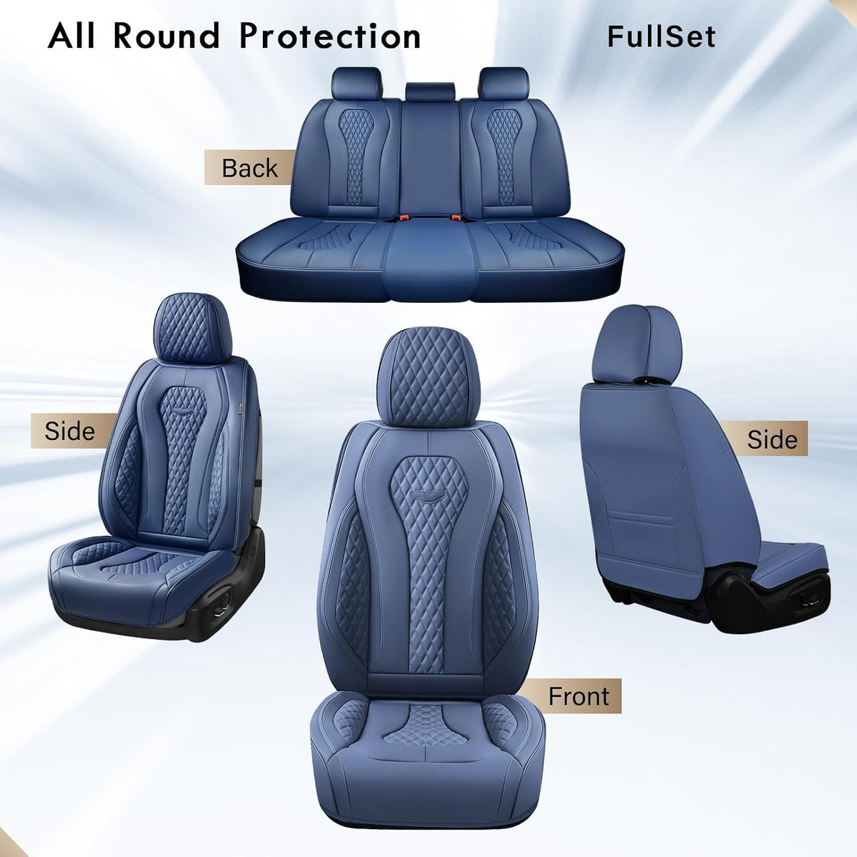 Coverado Seat Covers, Car Seat Covers Full Set, Black Car Seat Cover, Car Seat Covers Front Seats Back Seat Cover, Waterproof Car Seat Cushion, Leather Seat Covers Seat Protector Fit for Most Cars