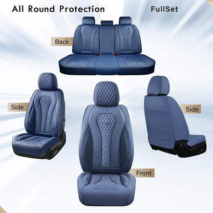Coverado Seat Covers, Car Seat Covers Full Set, Black Car Seat Cover, Car Seat Covers Front Seats Back Seat Cover, Waterproof Car Seat Cushion, Leather Seat Covers Seat Protector Fit for Most Cars