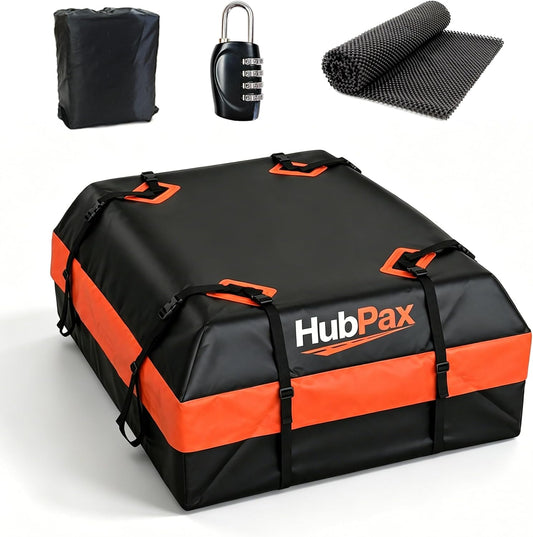 21 Cu Ft. Car Rooftop Cargo Carrier Bag Car Roof Top Bag Cargo Carrier | Fit All Vehicle with/Without Rack, Includes Anti-Slip Mat, 8 Reinforced Straps, 6 Door Hooks, Luggage Lock
