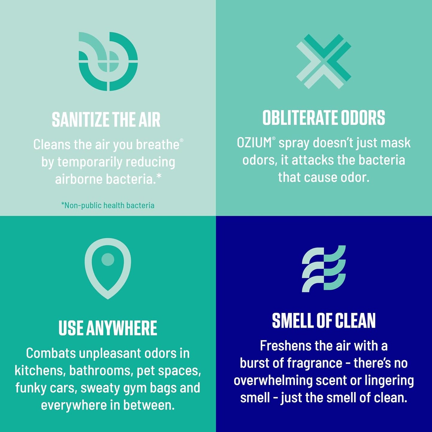 Ozium . Air Sanitizer & Odor Eliminator for Homes, Cars, Offices and More, Outdoor Essence, 0.8 Oz( Pack of 6) (packaging may vary)