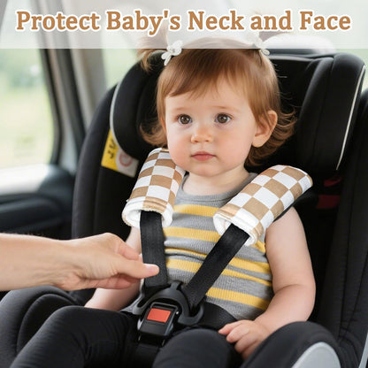 DILIMI Baby Car Seat Belt Covers, 2Pcs Carseat Shoulder Strap Pads, Soft Minky Car Seat Neck Covers, Newborn Car Seat Strap Protectors, Stroller Strap Covers for Baby Kids, Green Checkered