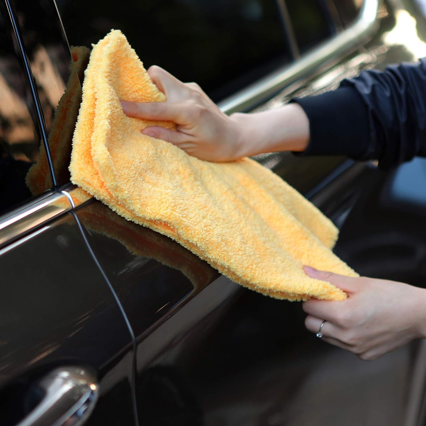 CARCAREZ Microfiber Towels for Cars, Car Drying Wash Detailing Buffing Polishing Towel with Plush Edgeless Microfiber Cloth, 450 GSM 16x16 in. Pack of 6