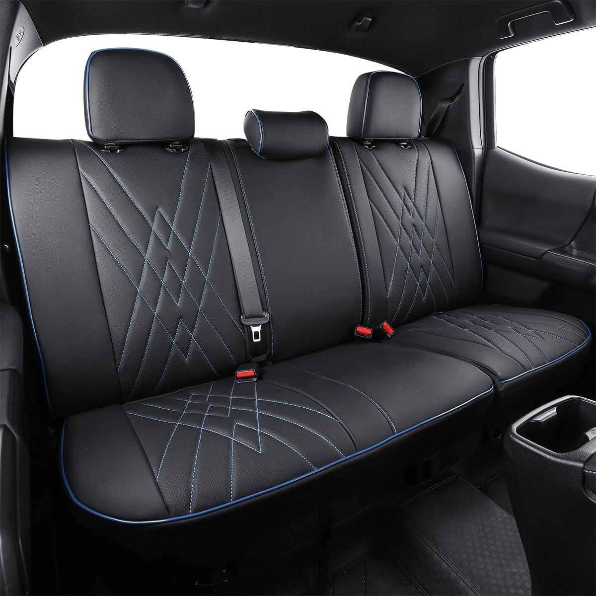 EKR Tacoma Car Seat Covers Custom Fit for Toyota Tacoma (Petrol) 2024 2025 2026 DoubleCab/CrewCab SR/SR5/TRD Sport/TRD Off-Road/Limited -Truck Seat Covers Full Set,Faux Leather(Black)