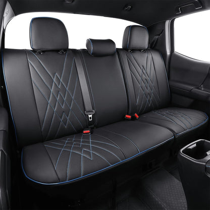 EKR Tacoma Car Seat Covers Custom Fit for Toyota Tacoma (Petrol) 2024 2025 2026 DoubleCab/CrewCab SR/SR5/TRD Sport/TRD Off-Road/Limited -Truck Seat Covers Full Set,Faux Leather(Black)