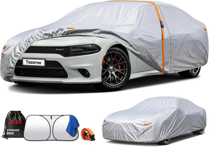 Car Cover Waterproof All-Weather,Heavy-Duty Outdoor Full Exterior Automobiles Sedan/Coupe (Length 186-193 inch) with Windshield Sun Shade Universal Fit Toyota Camry, Tesla Model 3, Accord etc