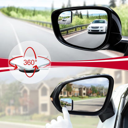 LivTee Blind Spot Mirrors, HD Glass Frameless Convex Rear View Mirrors, Wide Angle Adjustable Stick for Side Mirror, Automotive Exterior Accessories for Car, SUV & Trucks, Pack of 2