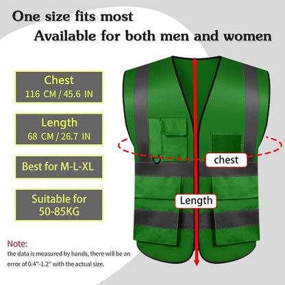 Safety Vests 20 Pack,Hi Vis Construction Vest with 5 Pockets and Zipper,Reflective Vest for Men Women Work One Size