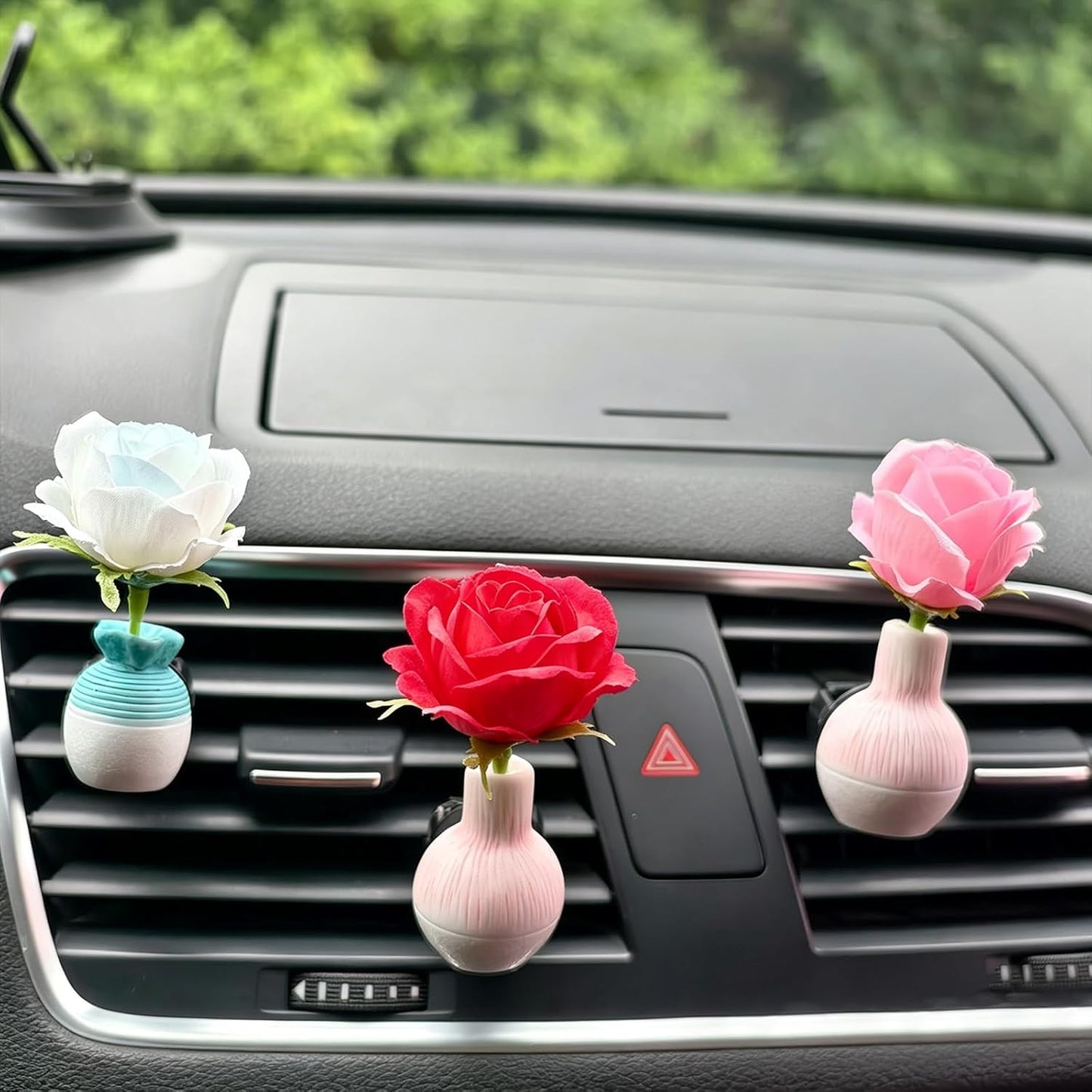 Set of 4 Cute Flower Bouquet Car Air Freshener Vent Clips, Mini Artificial Flowers for Car Air Vent Decoration, Auto Interior Dashboard Ornament Accessories