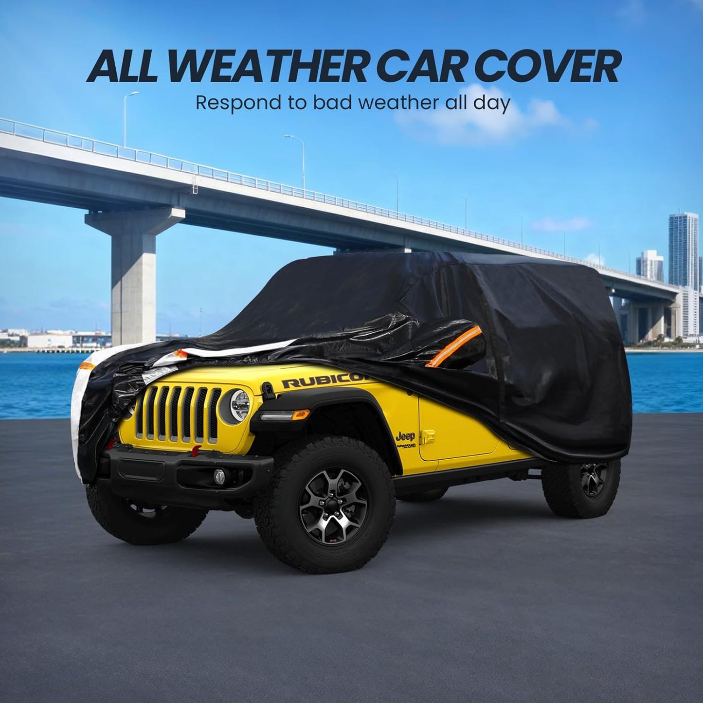 Large SUV Car Cover for Chevy Suburban 100% Waterproof All Weather, Heavy Duty Outdoor Full Exterior Covers Rain Sun Wind UV Protection. - Colors D