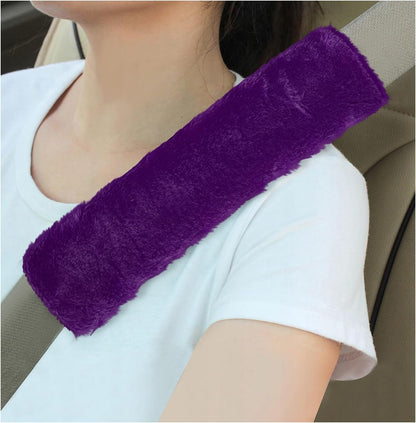 Sun Walker 2PCS Seat Belt Shoulder Pads, Fluffy Soft Plush Auto Seat Belt Pads for Protecting Your Neck & Shoulder, Comfortable Seatbelt Cover Warm Protective Cushion for Most Cars (Purple)