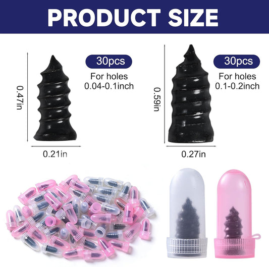 60 Pcs Tire Repair Screws, Tire Patch Kit, Screw in Tire Plugs,Quick Tool Tire Plugs, Self-Service Tire Repair Rubber Nail Kit for Patching Punctures in Vacuum Tires of Cars, Motorcycles (60)