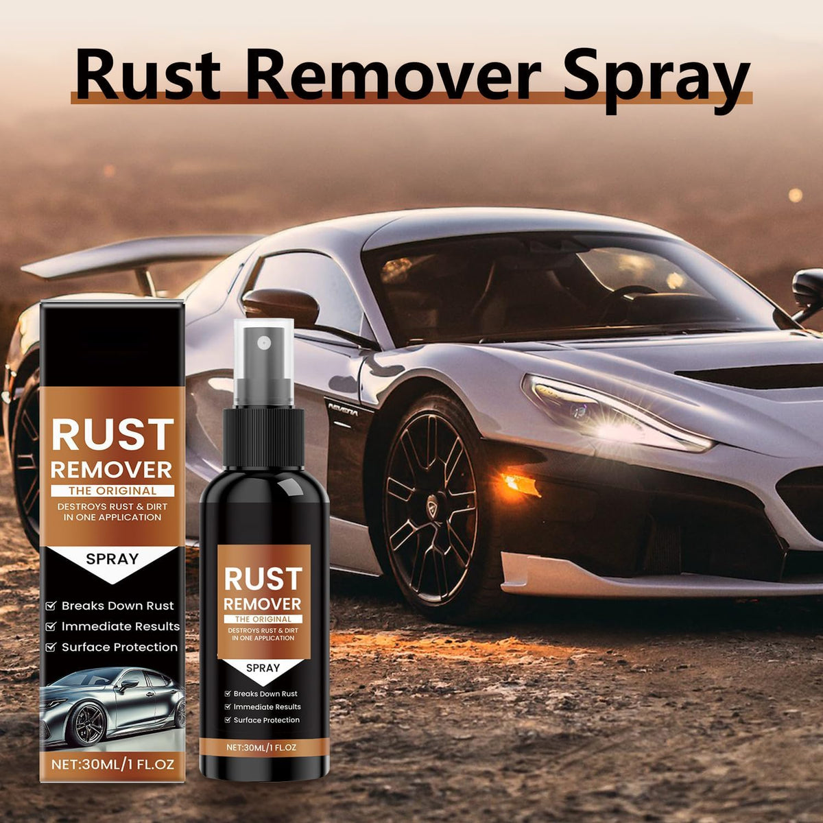 Rust Remover Spray Heavy Duty Metal Cleaner, Upgrade Rust Remover for Metal, Multipurpose Rust Stain Remover Spray, Iron Remover Car Detailing,Heavy Duty Rust Dissolver for Metal (30ML*3Pcs)