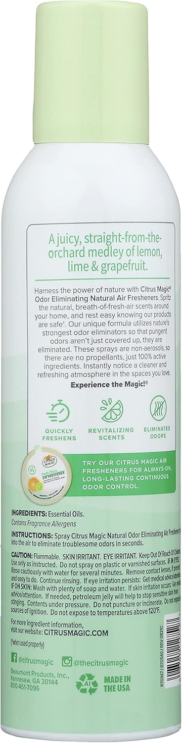 Citrus Magic Freshener Odor Eliminating Air Freshener Spray, 3 Ounce (Pack of 3), Fresh Citrus, 3 Count