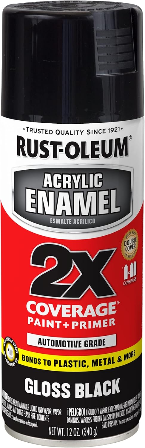 Rust-Oleum 271903 Acrylic Enamel 2X Spray Paint, 12 oz, Gloss Black, (Pack of 1)