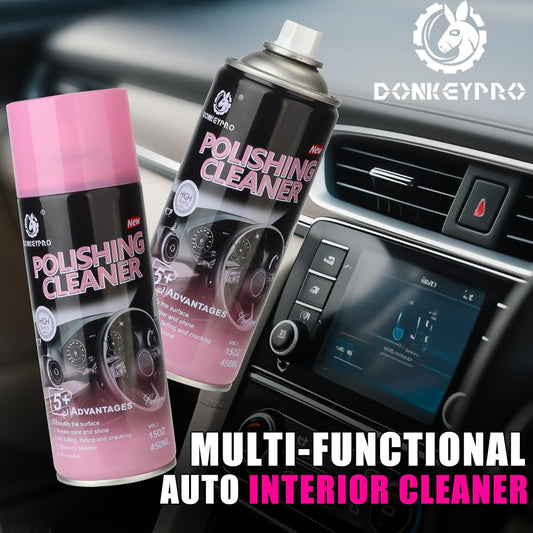 DONKEYPRO Interior Car Cleaner & Polishing - Repels Dust & Staining, Restores & Protects Plastic, Vinyl, Leather, Dashboard - UV Guard, Anti-Aging, Exterior & Interior Car Detailer Spray (3 x 15oz)