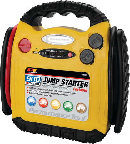 Performance Tool W1675 10ft 4GA Lighted Jumper Cables - Tangle-Free, Heavy Duty Clamps, Suitable for Trucks, SUVs, and Other Large Vehicles