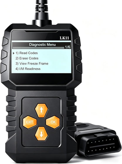 OBD2 Scanner Ease Setup Plug-Play: Clear Reset Engine Error Code Professional Code Reader Diagnostic Scan Tools with Freeze Frame/I/M Readiness for Cars Since 1996 & Newer - LK11