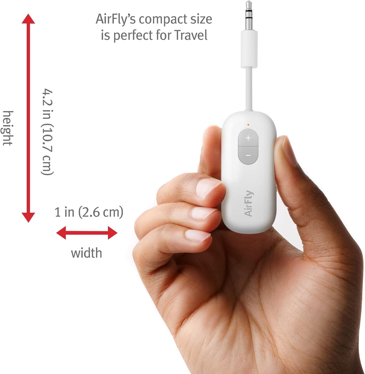 AirFly Pro 2 Deluxe – Bluetooth Adapter for Airplane, Pair 2 AirPods or Wireless Headphones – 3.5mm AUX Bluetooth Transmitter/Receiver for Cars, Boats, Treadmills, TVs – Airplane Travel Essentials