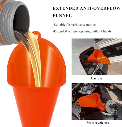 Oil Funnel, Multi-Purpose Plastic Long Neck Oil Funnel, Automotive Use Funnels for Filling Oils Lubricants Water Diesel, Kitchen Funnels for Filling Bottles Jars (Black)
