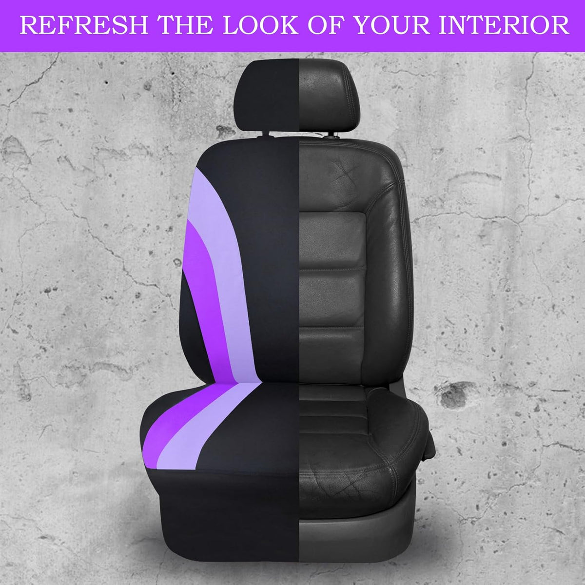 CAR PASS Line Rider Sporty Front Seat Covers,Gray Car Seat Covers Two Front Seats Only, Airbag Compatible,Universal Fit Sedans,Cars,Vans,SUV,Truck(Black and Gray)
