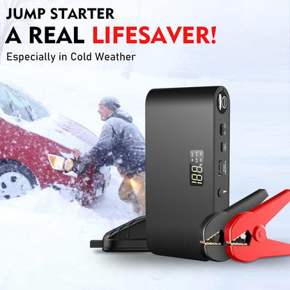 BOOKOO Car Battery Jump Starter 4000A,16000mAh Portable Battery Jumper Cables for Car 8L Gas 7L Diesel Engines,Jump Box with USB QC 3.0 PD 18W Fast Charging,3 LED Modes with SOS for Emergency Use