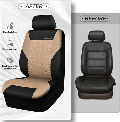 CAR PASS Car Seat Covers Full Sets, Front & Split Rear Bench for Car, 3D Tyre Embossed Automotive Interior Covers, Airbag Compatible, Quick Setup Universal Fit Seat Covers for Car, SUV(Charcoal)