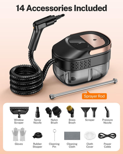 ODSD Steam Cleaner for Home & Car, 15s Fast Heating Handheld Steam Cleaner with 1.6L Tank, 3-Level Pressurized Steamer for Cleaning Tile, Grout, Sofa & Car Detailing