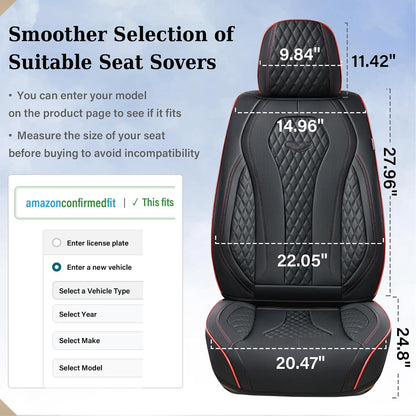 Coverado Seat Covers, Car Seat Covers Full Set, Black Car Seat Cover, Car Seat Covers Front Seats Back Seat Cover, Waterproof Car Seat Cushion, Leather Seat Covers Seat Protector Fit for Most Cars