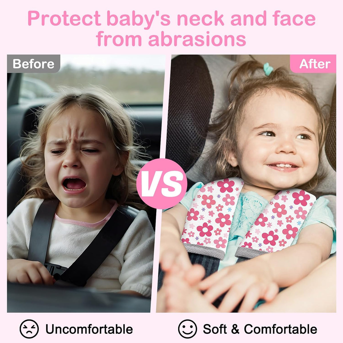 Seat Belt Cover Pad for Baby, Soft Seatbelt Cushion Covers for Kids 2Pcs Car Seat Strap Shoulder Pads for All Car Seats, Stroller, High Chair,Blue Dinosaur