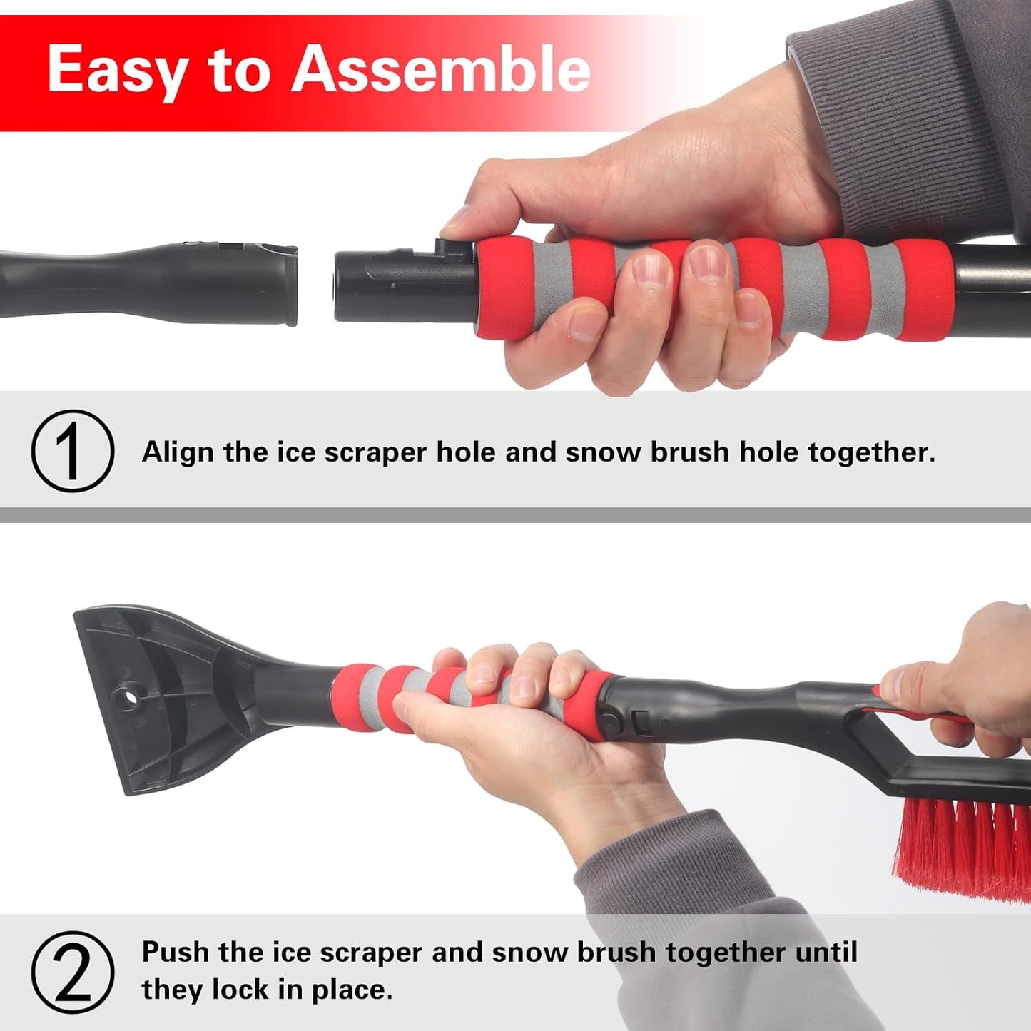 Snow Brush and Ice Scraper for Car Windshield,26.4" Window Scraper Deicer for Car SUV and Truck,Ice Scrapers and Brushes 2 in 1,Winter Car Automotive Exterior Accessories(1Pack Orange)