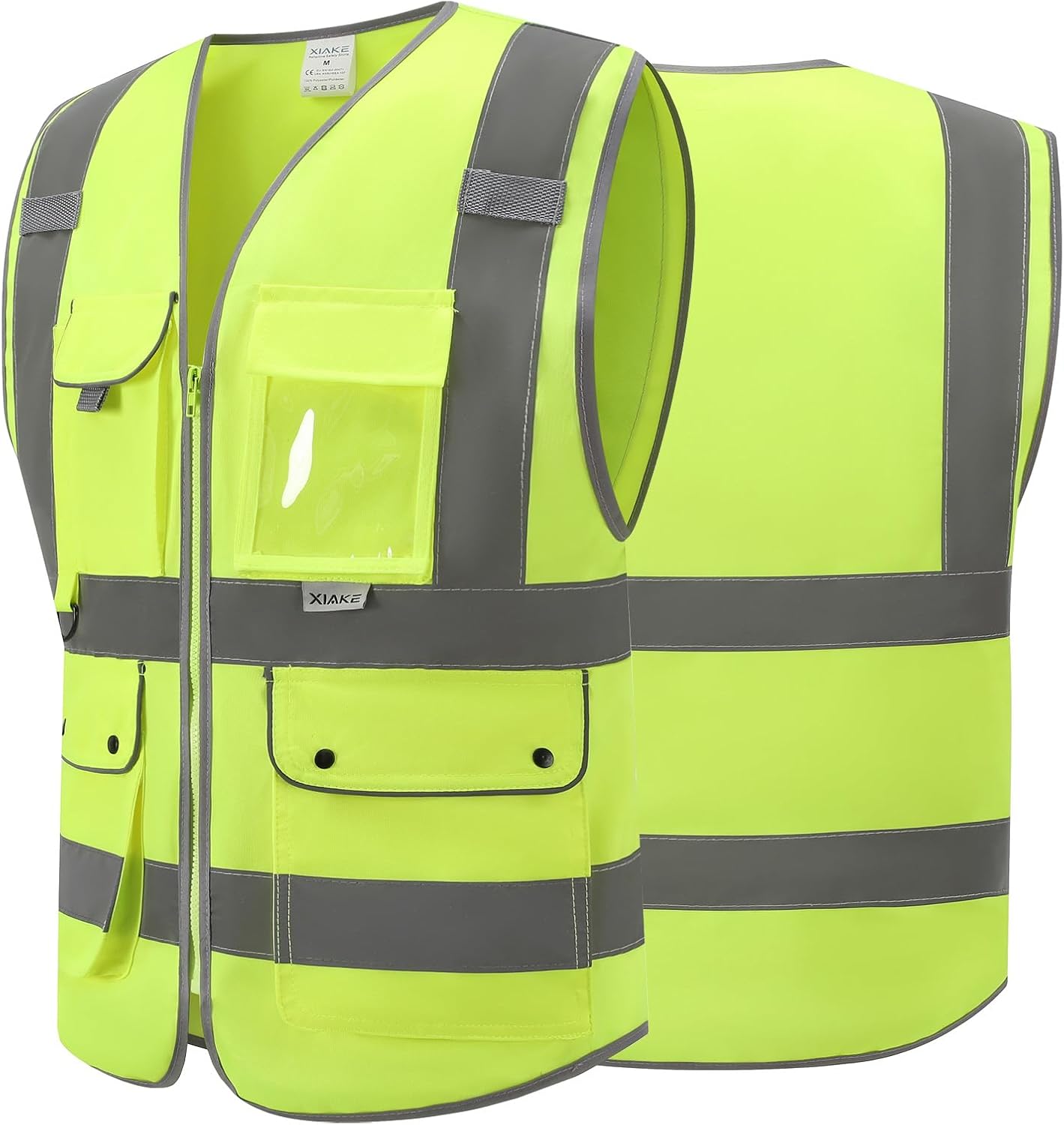XIAKE Reflective Safety Vest for Men & Women High Visibility Class 2 Vest with Pockets Meets ANSI Standards
