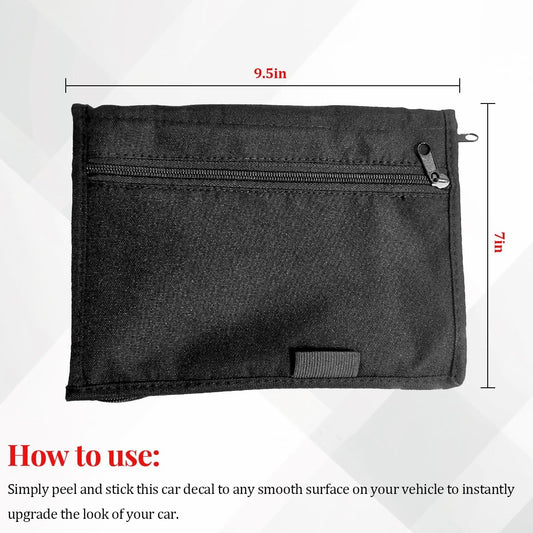 Car Glove Box Compartment Organizer, Zippered Multi-Pocket Vehicle Registration Insurance Document Holder, Automotive License Cards Glove Bag Pouch Accessories, Universal Fit
