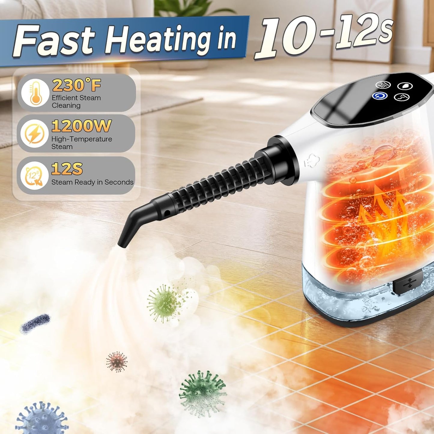 Handheld Steam Cleaner, Portable Steamer for Cleaning with 18PCS Accessories, 12s Fast Heating, Pressurized Steam Cleaner for Home, Kitchen, Bathroom, Car Detailing, Window, and Clothes, Green