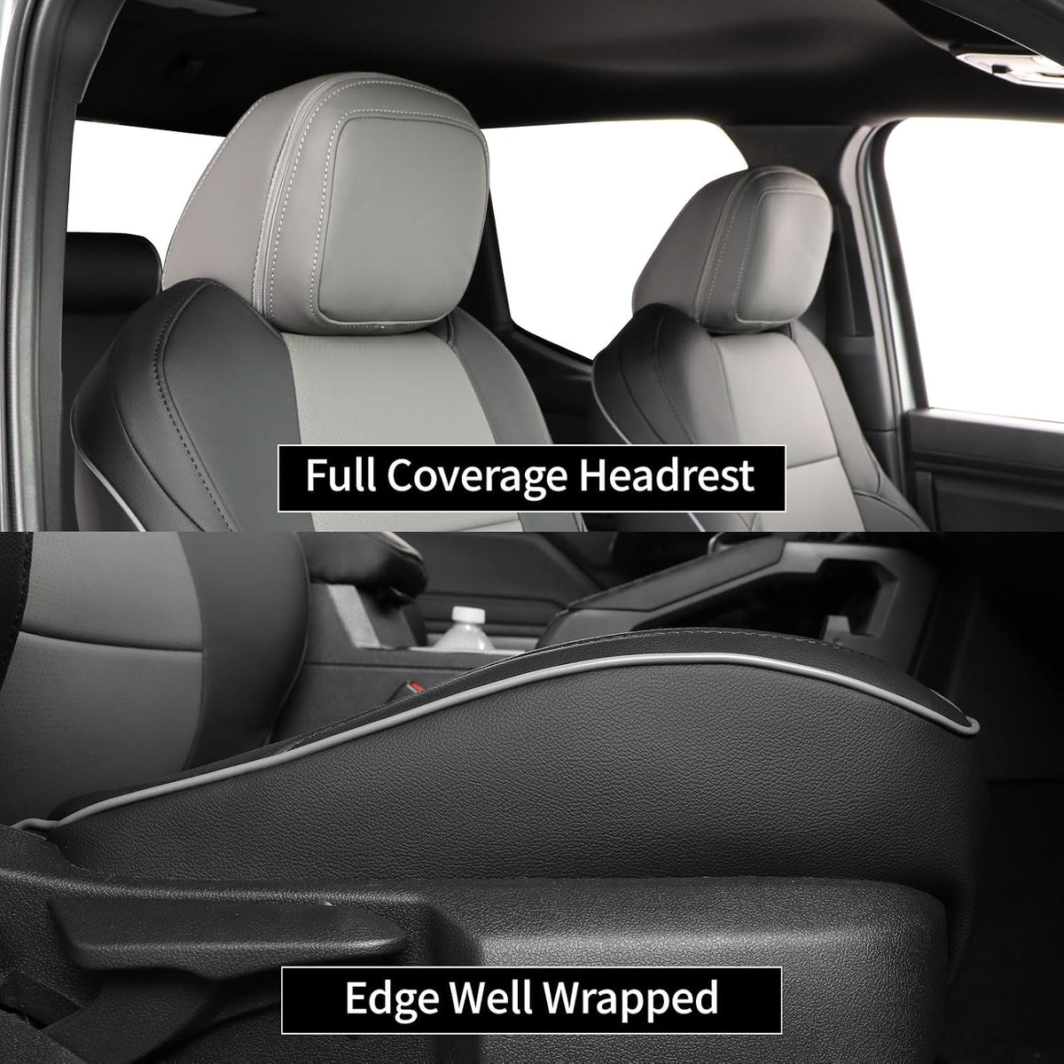 EKR Tacoma Car Seat Covers Custom Fit for Toyota Tacoma (Petrol) 2024 2025 2026 DoubleCab/CrewCab SR/SR5/TRD Sport/TRD Off-Road/Limited -Truck Seat Covers Full Set,Faux Leather(Black)
