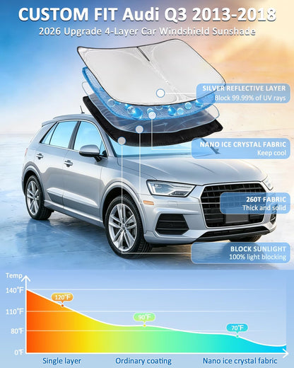 for Toyota Tacoma 2016-2023 2024 2025 2026 Sun Shade Sunshade Windshield Cover - 4 Layers Front Window Shade Custom Fit Tacoma 2Dr 4Dr Pickup Sun Visor 240T Shade Blocks UV Rays Car Accessories - Colors G