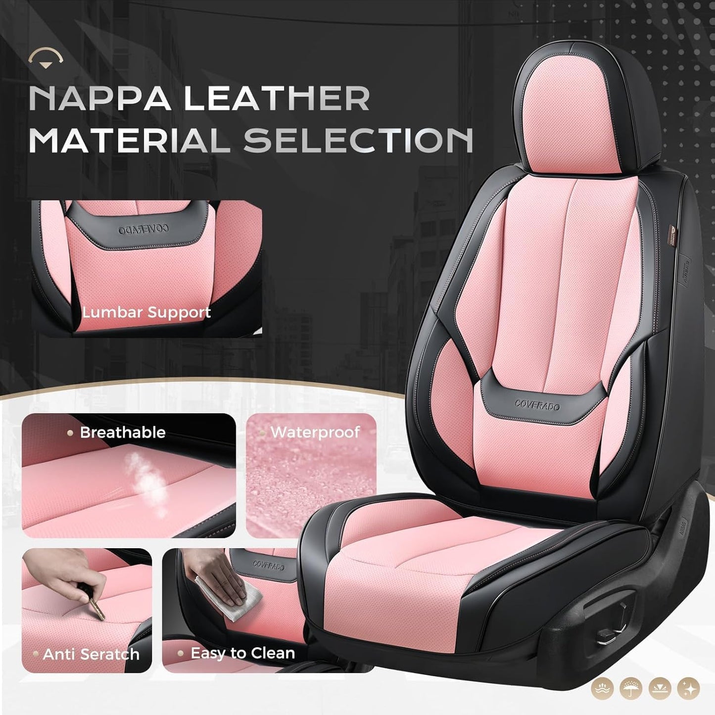 Coverado Car Seat Covers, Seat Covers Full Set, 5 Seats Automotive Seat Cover, Mesh Breathable Seat Protectors, Universal Fit for Most Cars