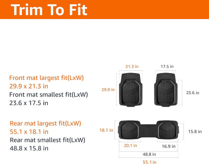Amazon Basics 4-Piece Heavy Duty Anti-Slip PVC Floor Mats with Cargo Liner, Waterproof Trim To Fit Car Mats, Easy to Clean, Black