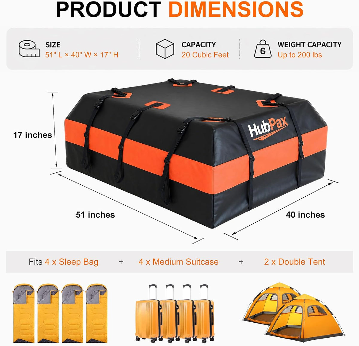 21 Cu Ft. Car Rooftop Cargo Carrier Bag Car Roof Top Bag Cargo Carrier | Fit All Vehicle with/Without Rack, Includes Anti-Slip Mat, 8 Reinforced Straps, 6 Door Hooks, Luggage Lock