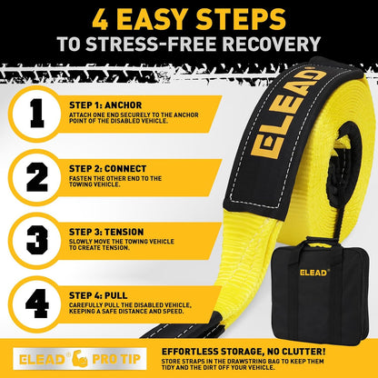3" x 30Ft Recovery Tow Strap Heavy Duty with Hooks - 36000 LBS Break Strength, 3/4 D Ring Shackles (2pcs), Emergency Recovery Strap Tow Rope for Truck, SUV, ATV Offroad Vehicle