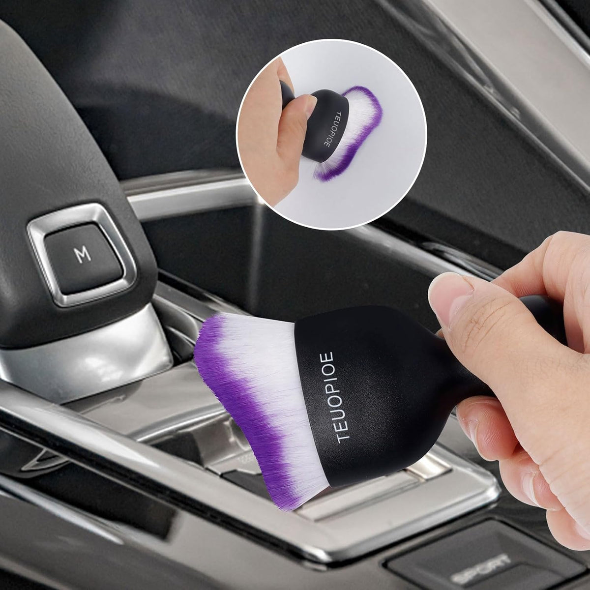 Car Interior Cleaning Brush, Car Duster Interior,Car Detailing Brush Dusting Brush,Car Interior Cleaning Tool, Auto Soft Hair Car Brush,Auto Interior Dust Brush for Air Vents(Brown)